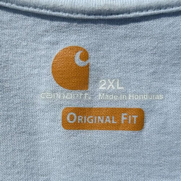 Baby Blue Carhartt Pocket Tee Relaxed Fit Sz 2XL - Picture 3 of 7